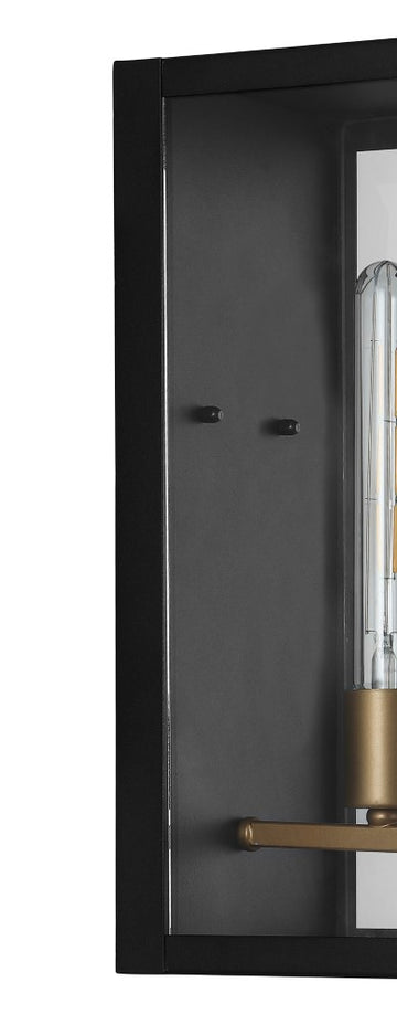 Berlin Iron/Glass Modern Industrial LED Outdoor Lantern - JONATHAN Y